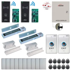 FPC-8967 2 Door Access Control Time Attendance TCP/IP RS485 Wiegand Controller Box   In Swinging Door 600lbs Maglock   Wireless Card Reader   Wireless Receiver PCB   Computer Based Software Included