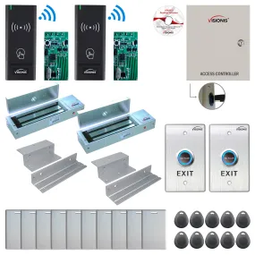 FPC-8968 2 Door Access Control Time Attendance TCP/IP RS485 Wiegand Controller Box   In Swinging Door 1200lb Maglock   Wireless Card Reader   Wireless Receiver PCB   Computer Based Software Included
