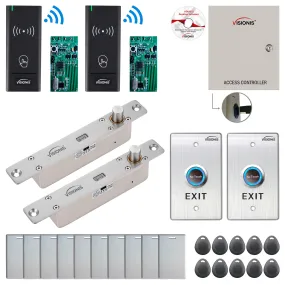 FPC-8970 2 Door Access Control Time Attendance TCP/IP RS485 Wiegand Controller Box   Electric Drop Bolt with Time Delay Fail Secure   Wireless Card Reader   Wireless Receiver PCB   Software Included