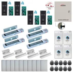 FPC-8999 4 Door Access Control Time Attendance TCP/IP RS485 Wiegand Controller Box   In Swinging Door 300lbs Maglock   Wireless Card Reader   Wireless Receiver PCB   Computer Based Software Included