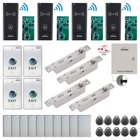 FPC-9003 4 Door Access Control Time Attendance TCP/IP RS485 Wiegand Controller Box   Electric Drop Bolt with Time Delay Fail Secure   Wireless Card Reader   Wireless Receiver PCB   Software Included