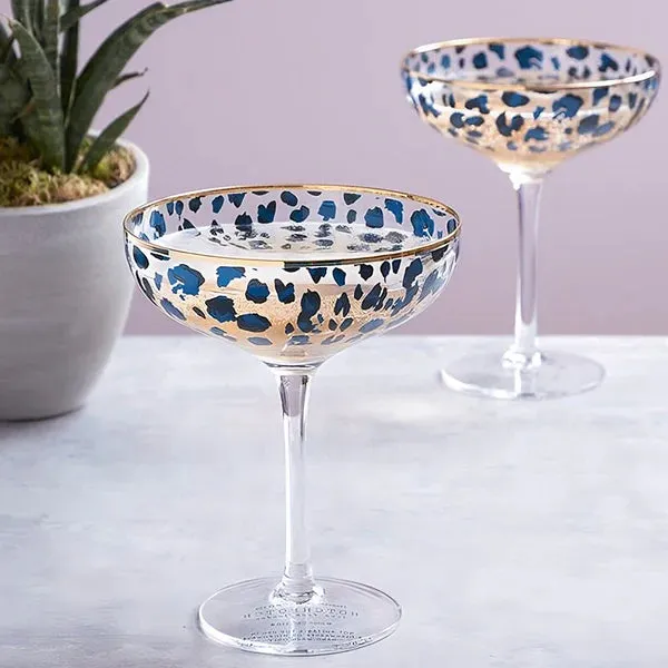 Frida Leopard Print Coupe Cocktail Glasses