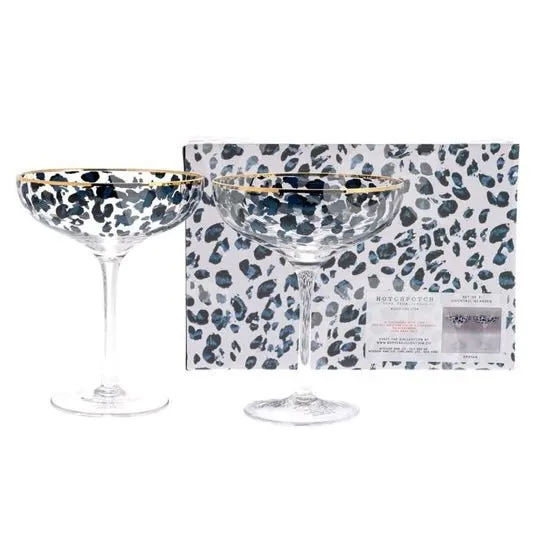 Frida Leopard Print Coupe Cocktail Glasses