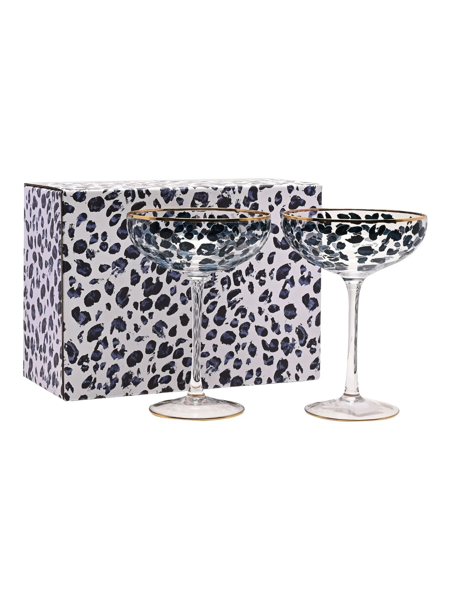 Frida Leopard Print Coupe Cocktail Glasses