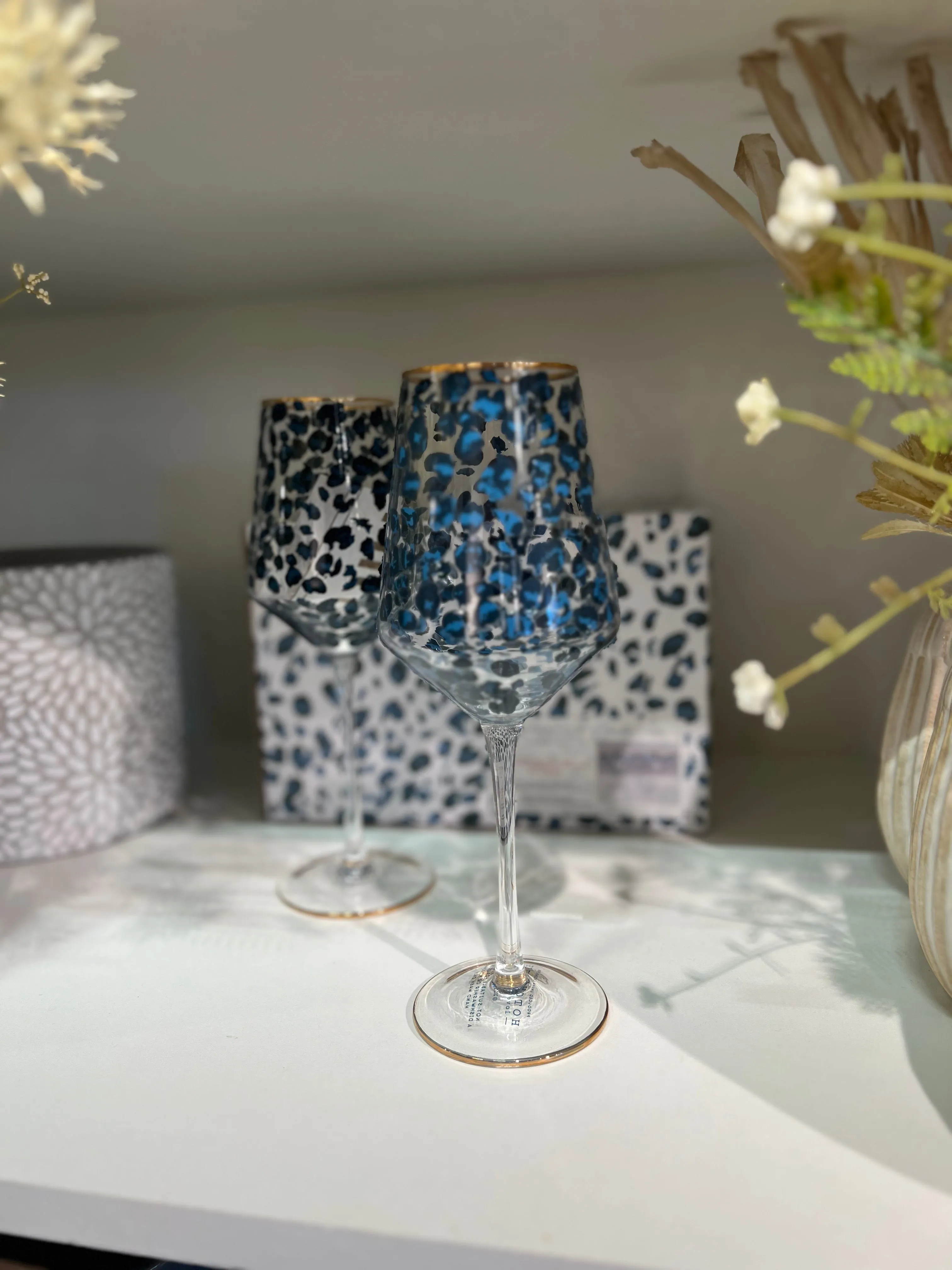 Frida Leopard Print Wine Glasses
