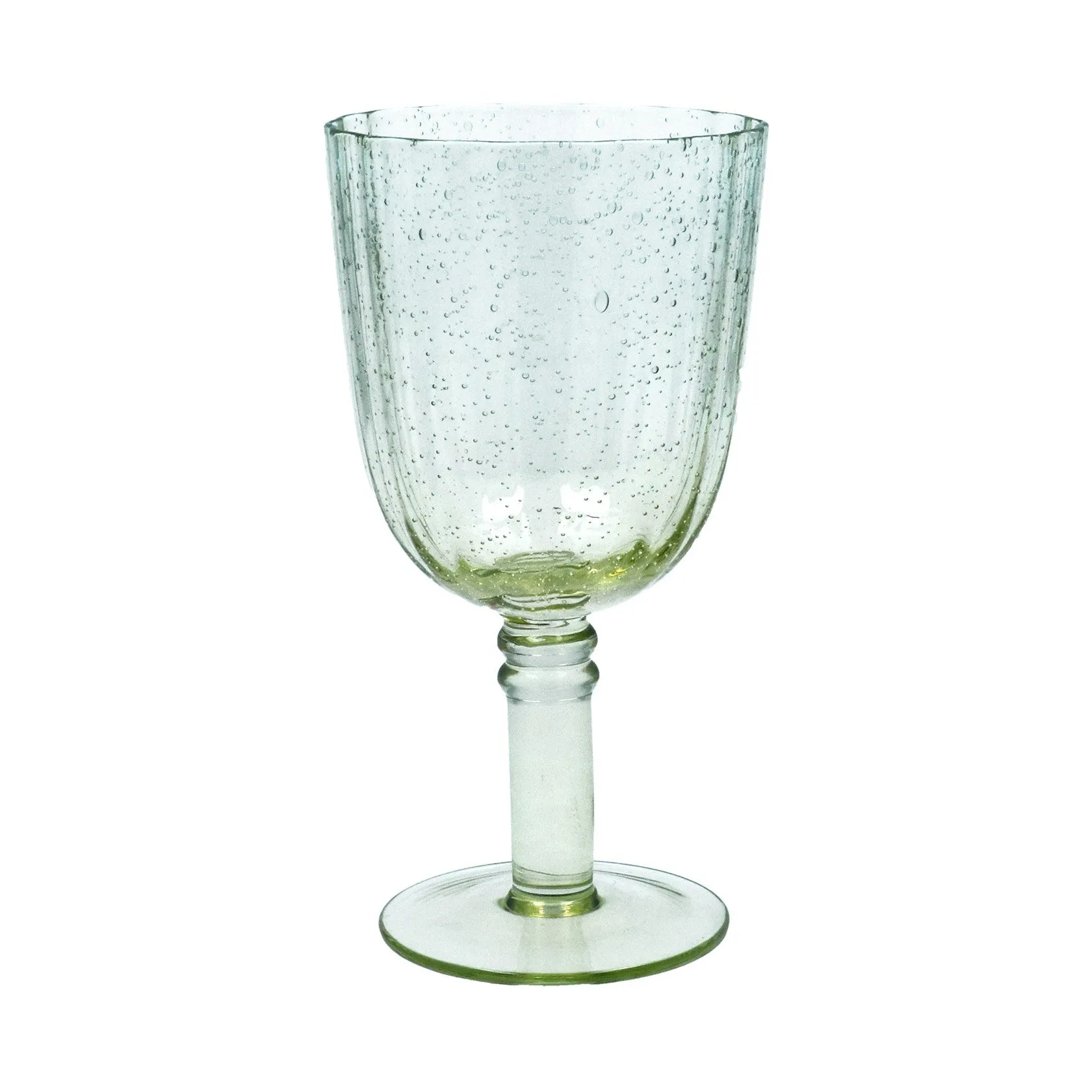 Gisela Graham 16.3cm Green Glass Fluted Wine Goblet
