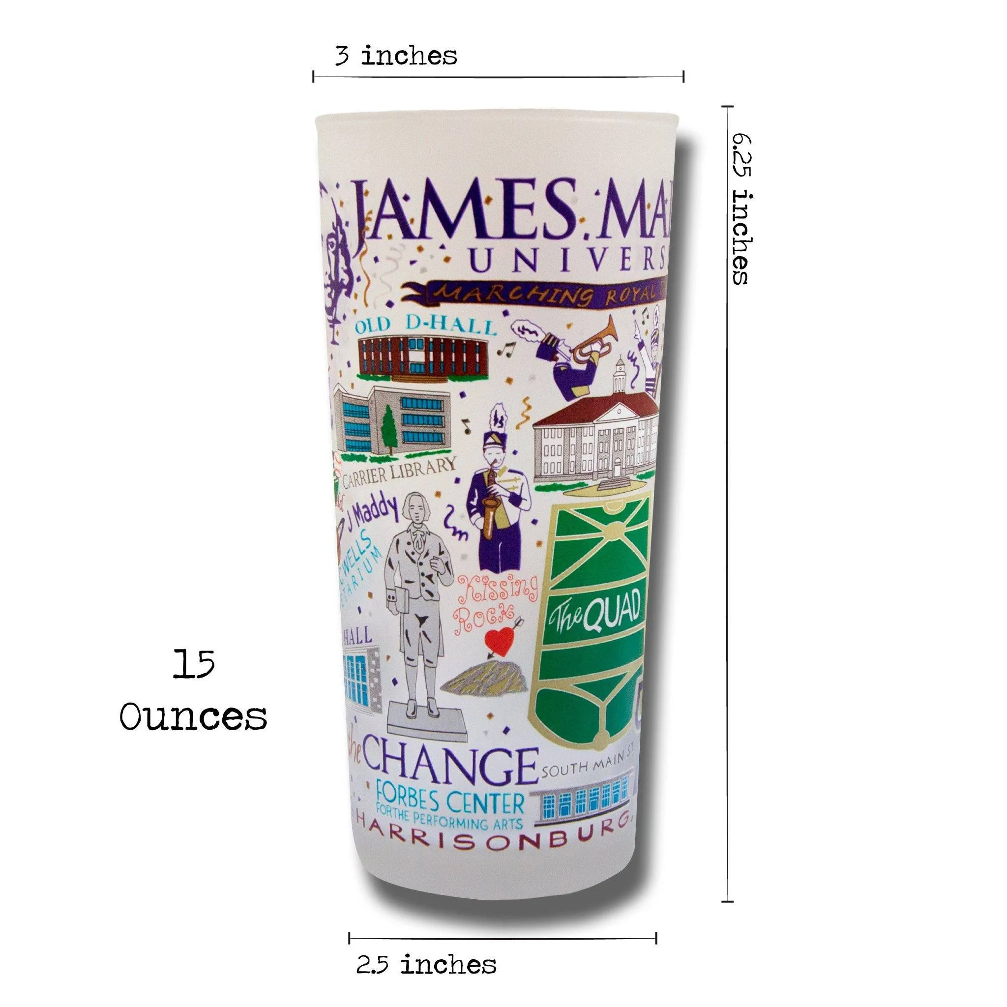 JAMES MADISON UNIVERSITY GLASS BY CATSTUDIO