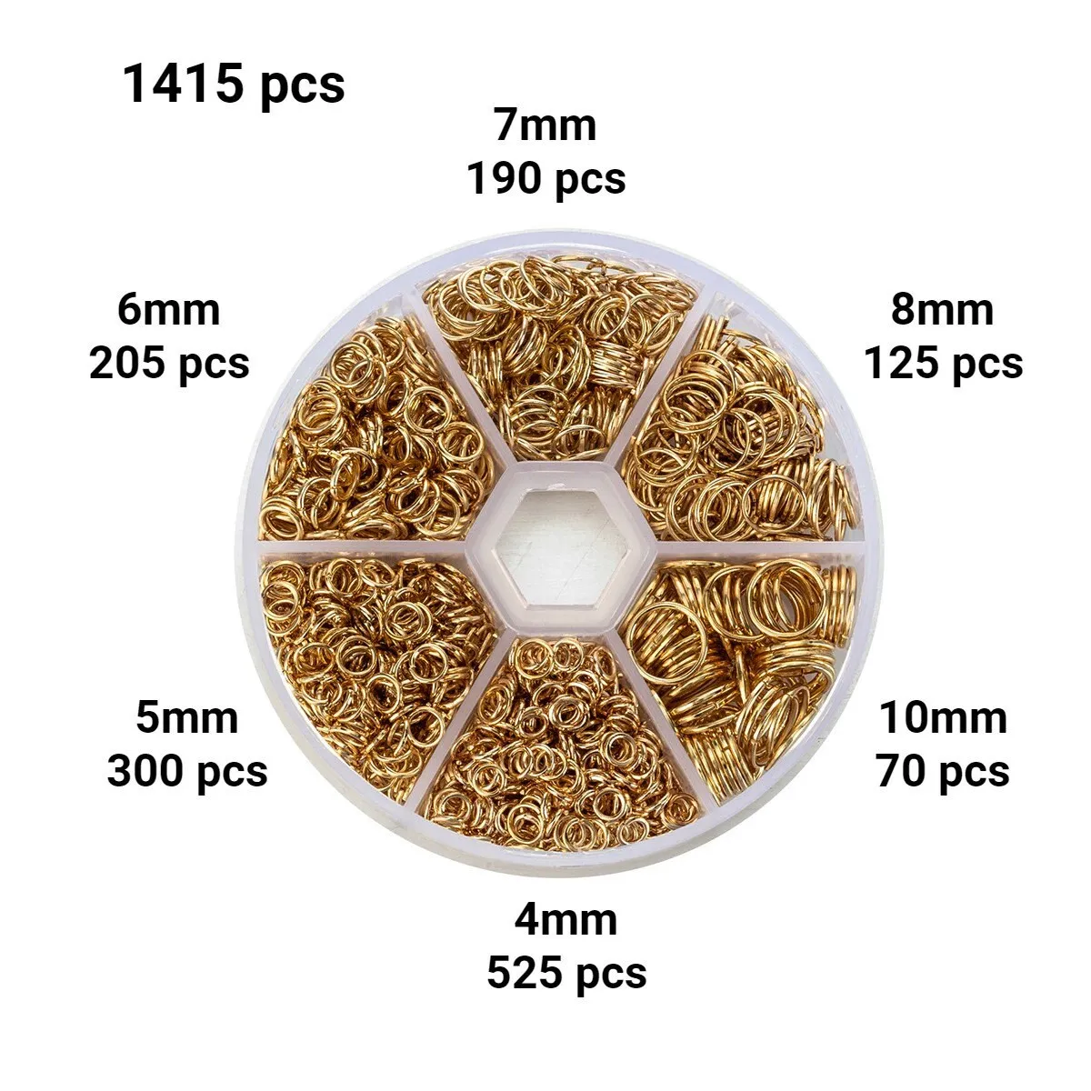 Jump ring kit, 1415pcs assorted sizes, Gold or silver, Nickel free