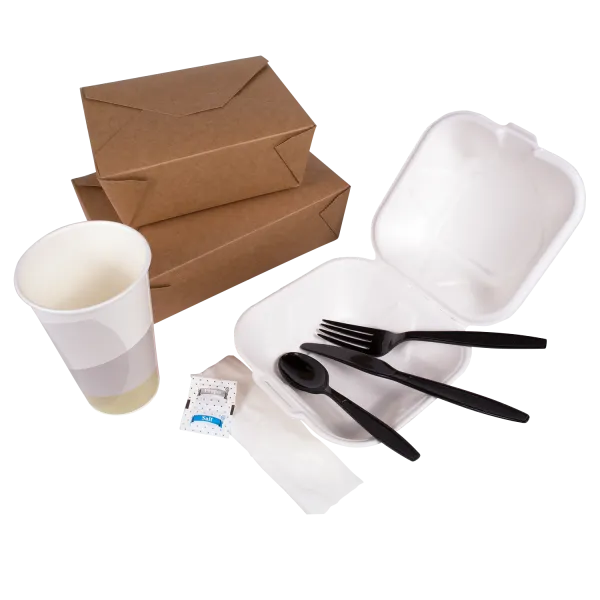 Karat PS Plastic Heavy Weight Cutlery Kits with Salt and Pepper, Black - 250 kits