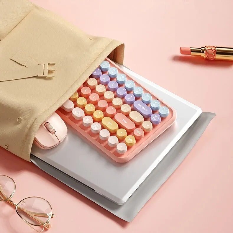 Kawaii Pink Aesthetic Wireless Keyboard And Mouse Set