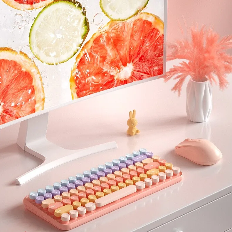 Kawaii Pink Aesthetic Wireless Keyboard And Mouse Set