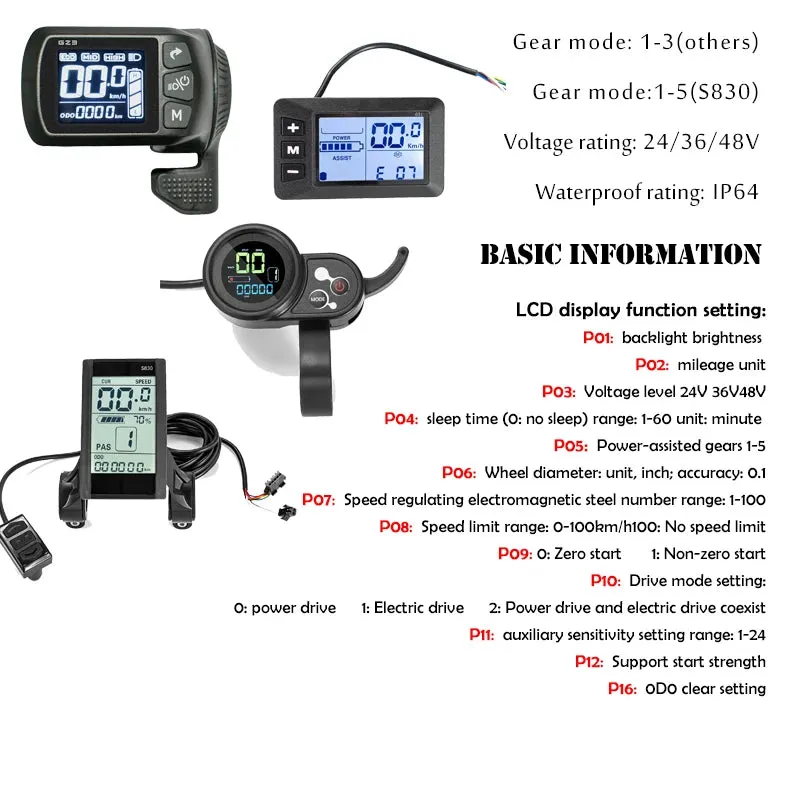 Kunray Brushless LCD Display for E-bike  24V/36V/48V 500w Controller Display Kits Electric Bicycle Scooter Motor Accessories