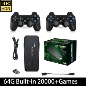 (M8 64G Built-in 20000 Games) 4K Wireless Retro HDMI Video Game Console with Dual Controllers - Supports Multiple Emulators
