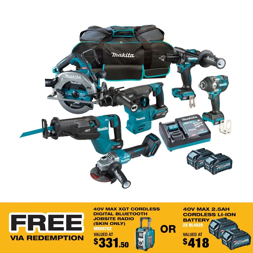 Makita DK0191G601 6 Piece 40V Max XGT Combo Kit