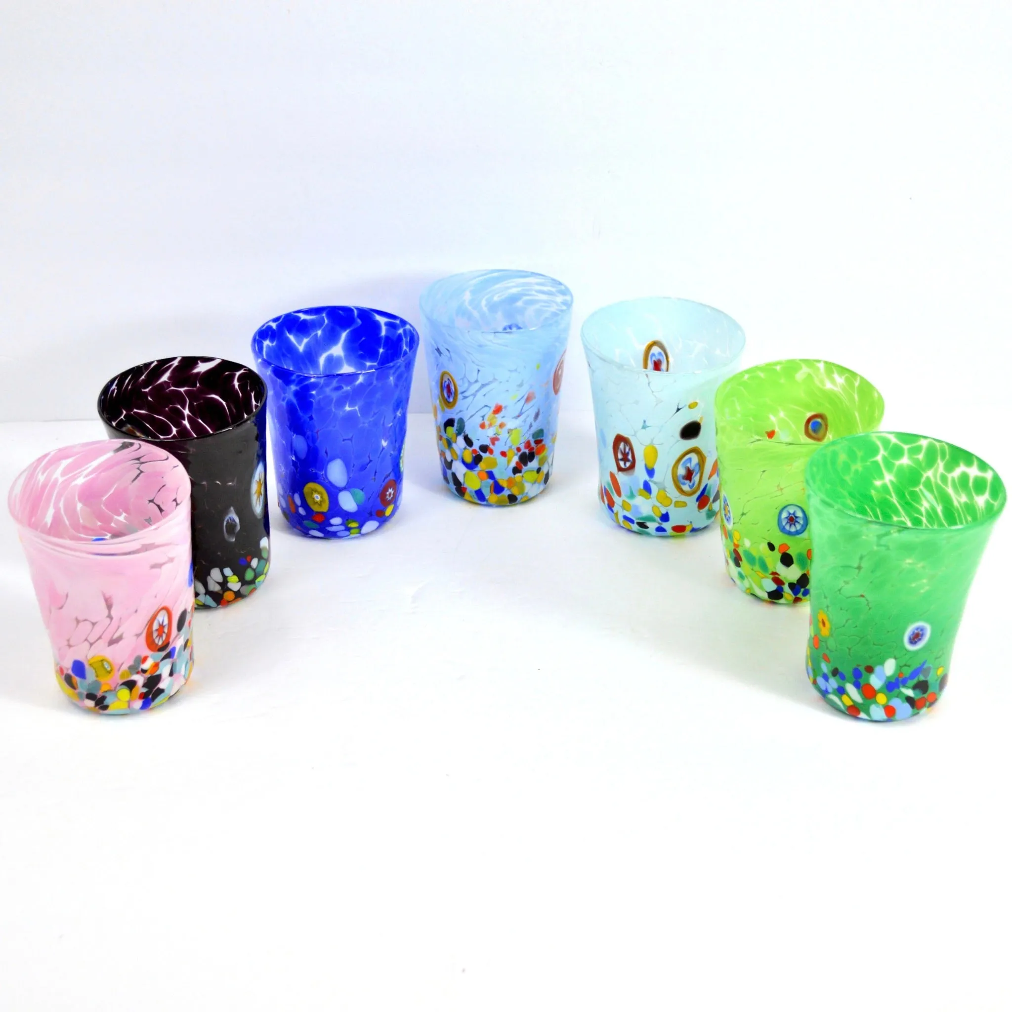 Medici Murano Glass Tumbler, Millefiori Drinking Glasses