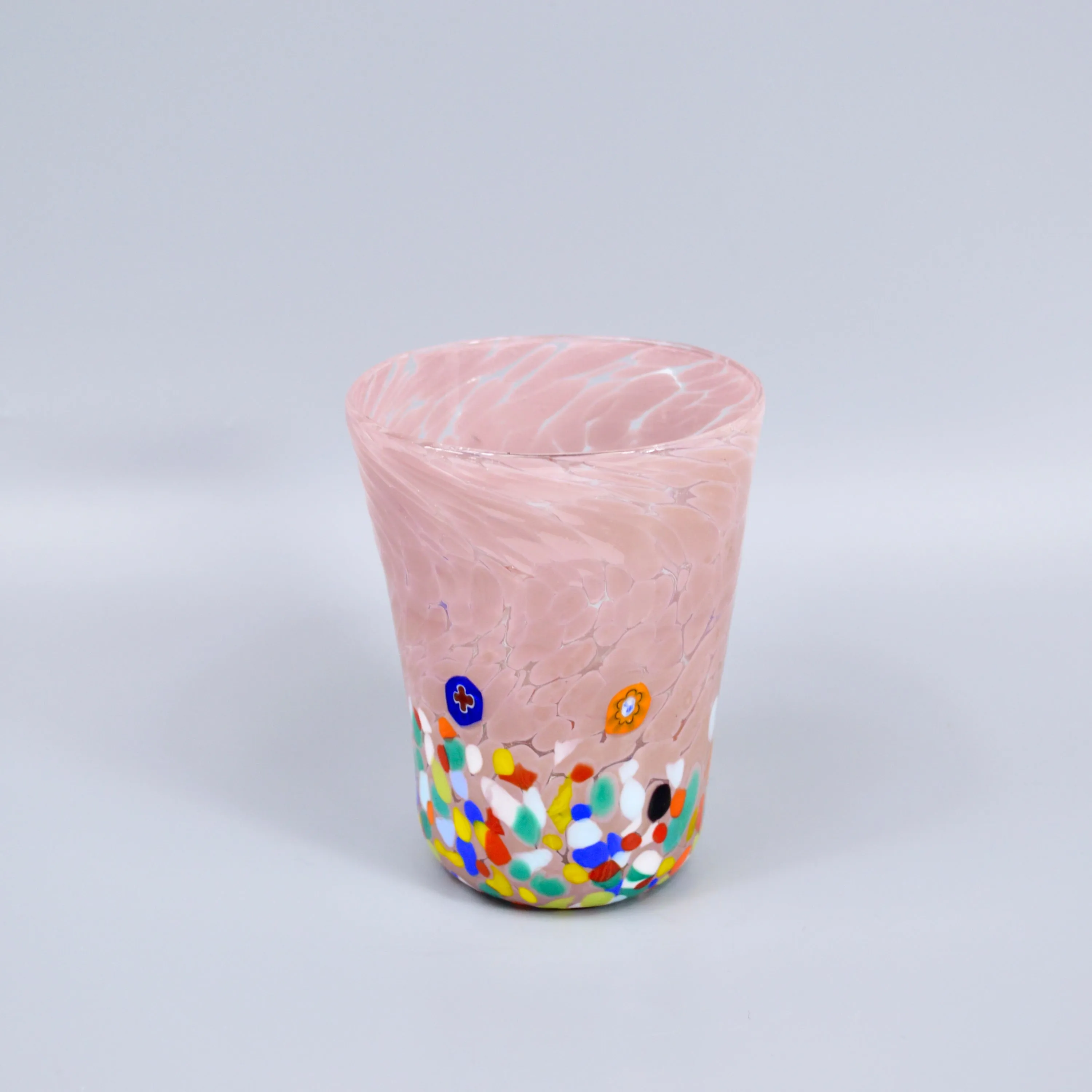 Medici Murano Glass Tumbler, Millefiori Drinking Glasses