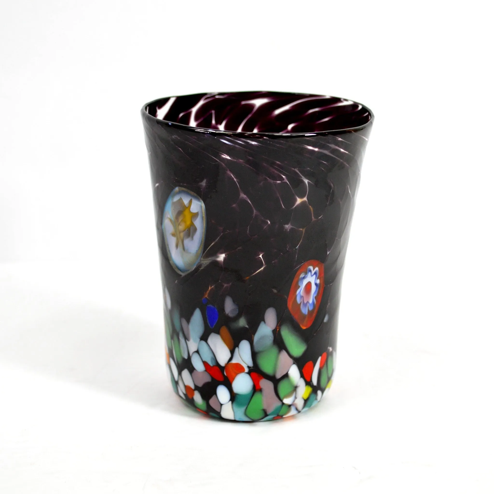 Medici Murano Glass Tumbler, Millefiori Drinking Glasses