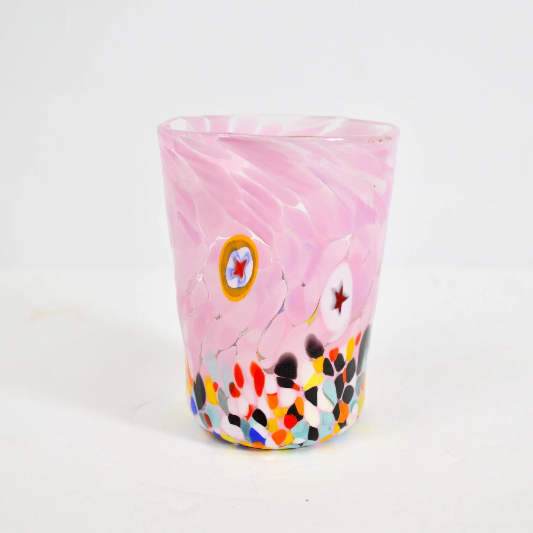 Medici Murano Glass Tumbler, Millefiori Drinking Glasses