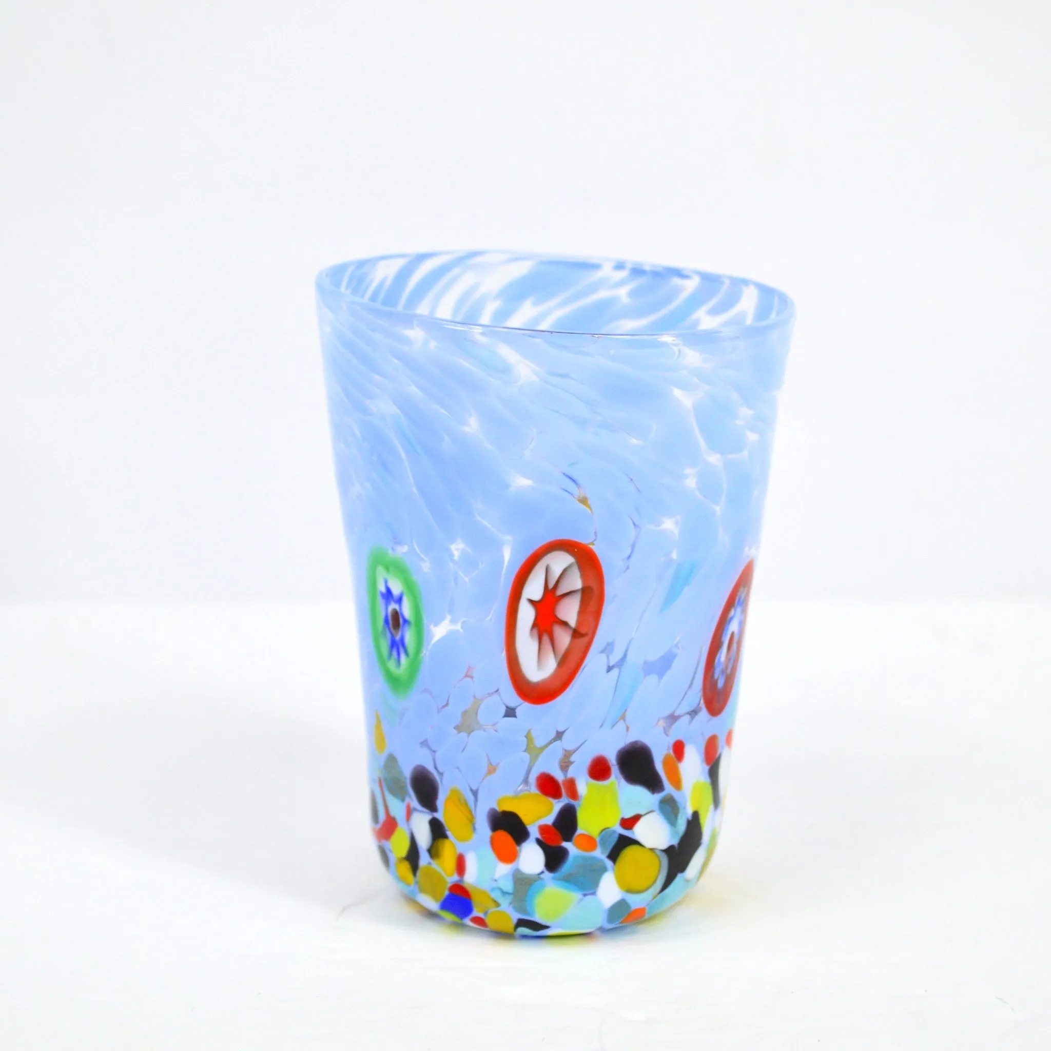 Medici Murano Glass Tumbler, Millefiori Drinking Glasses