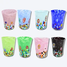 Medici Murano Glass Tumbler, Millefiori Drinking Glasses