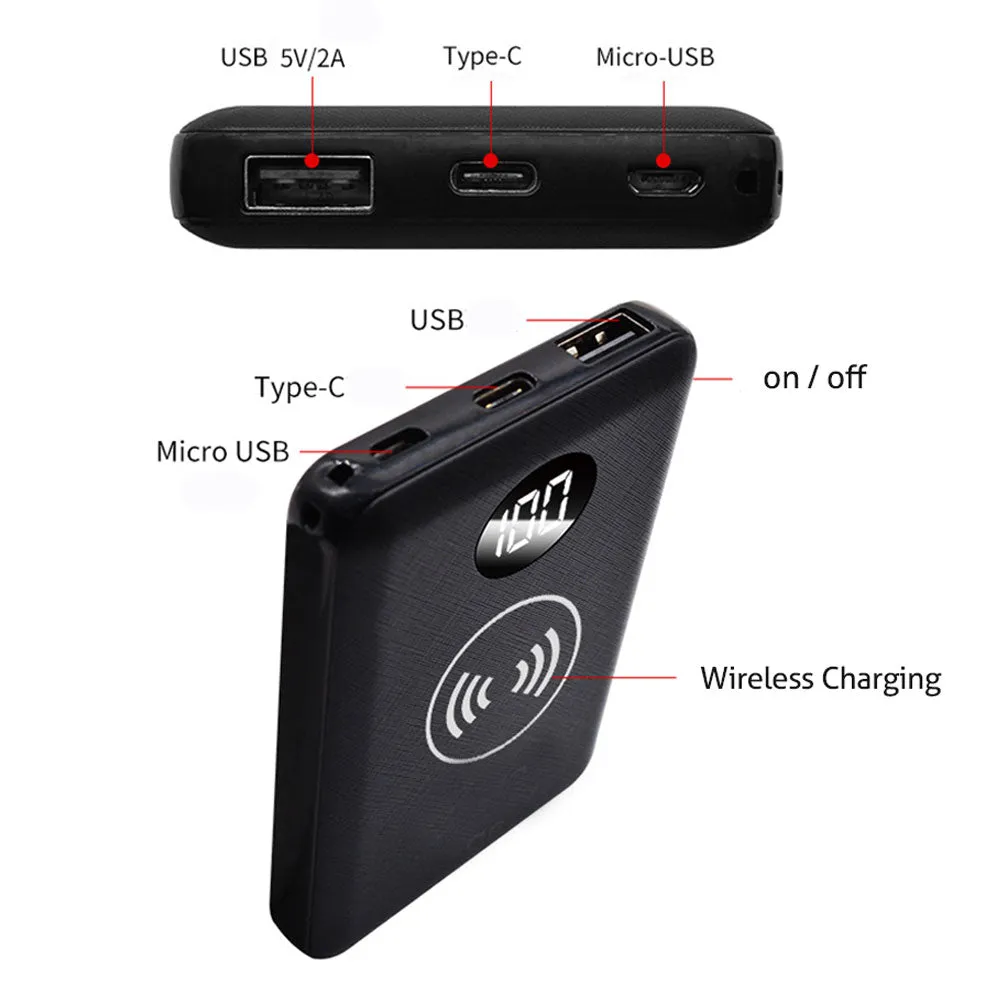 Mini 5000mAh Wireless Charging Power Bank