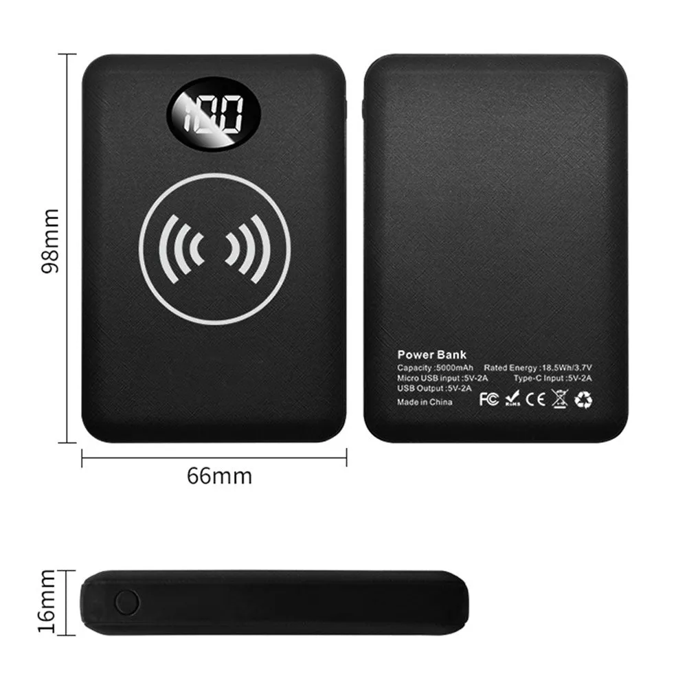 Mini 5000mAh Wireless Charging Power Bank
