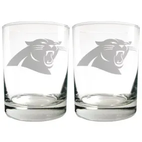 NFL Carolina Panthers Laser Etched Rocks Glass Set - 2pc