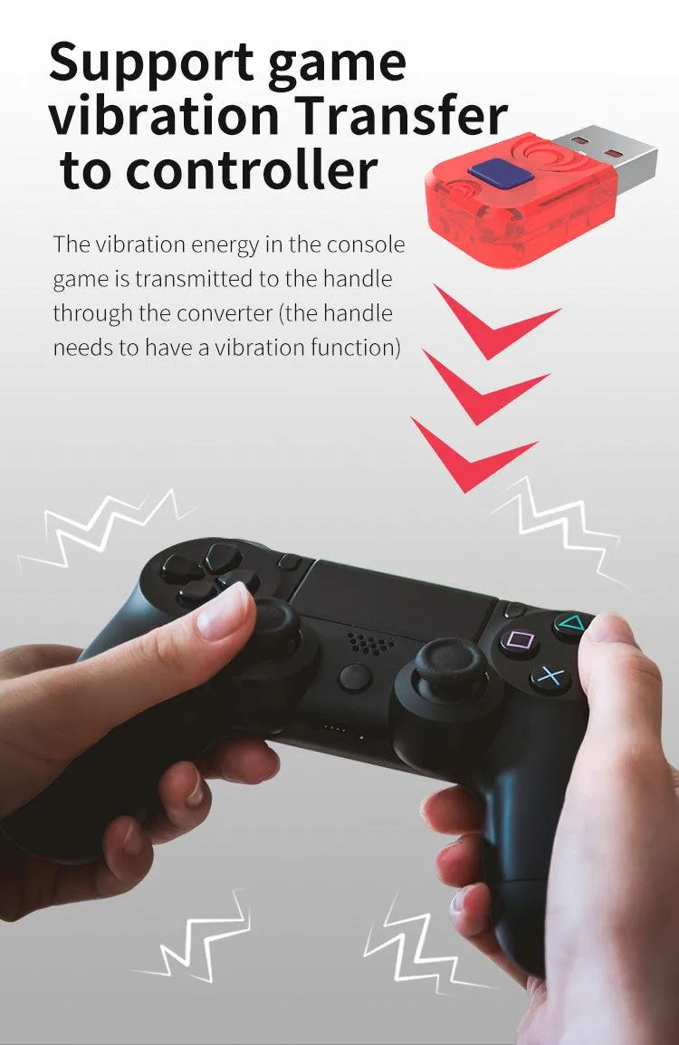 PC/Switch/Android Wireless Receiver For Bluetooth Game Controllers: Converter for Switch Pro, PS5, PS4 Controllers