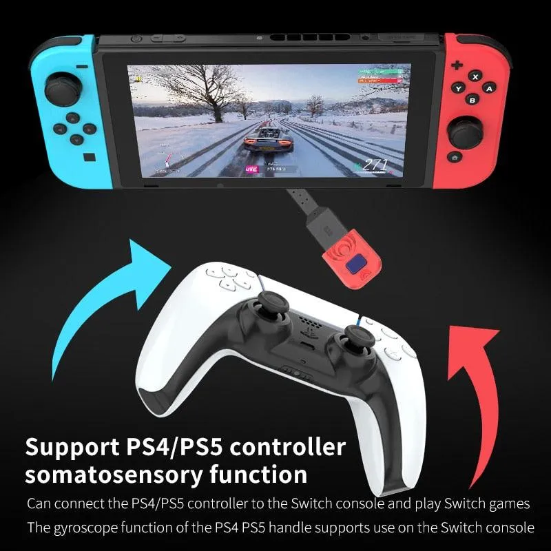 PC/Switch/Android Wireless Receiver For Bluetooth Game Controllers: Converter for Switch Pro, PS5, PS4 Controllers