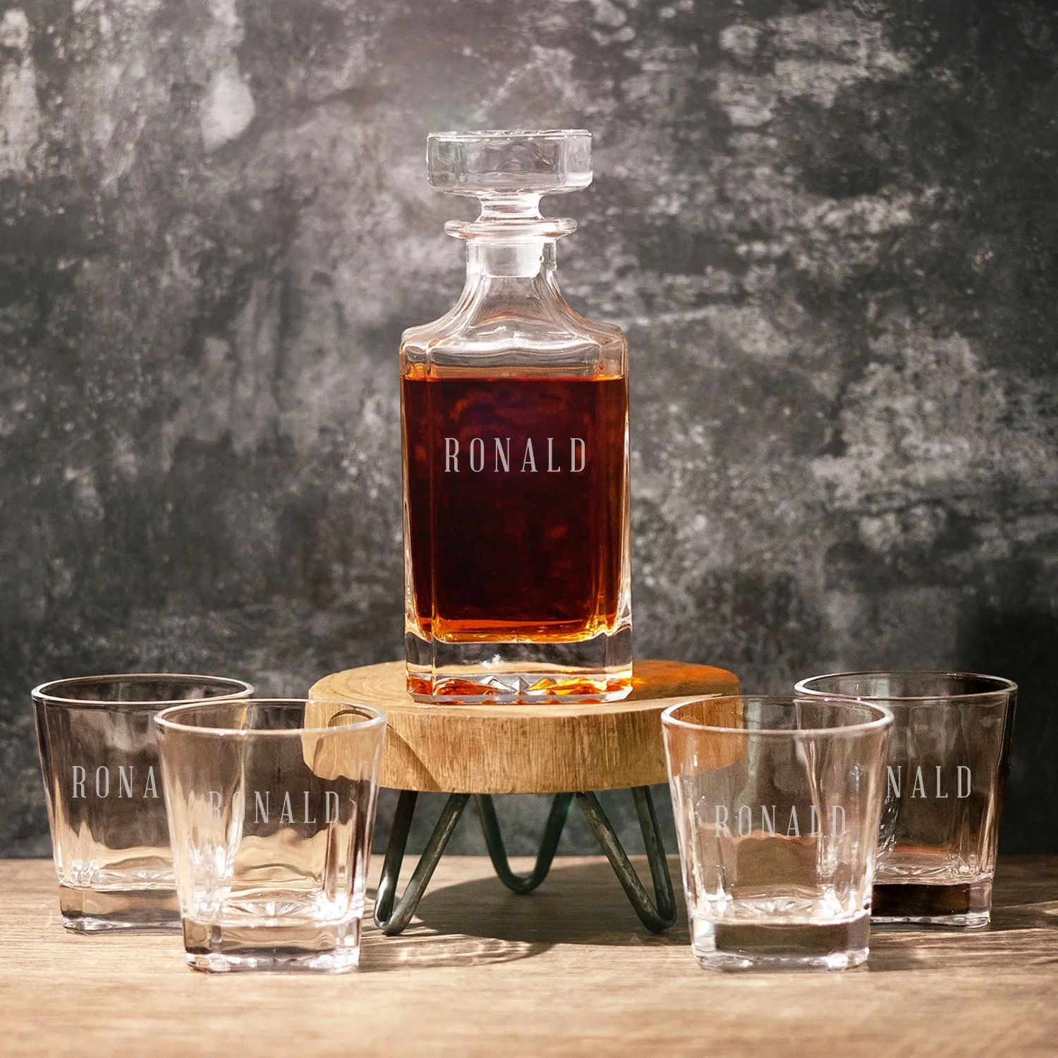 Personalized Heritage Decanter Set with 4 Custom Glasses