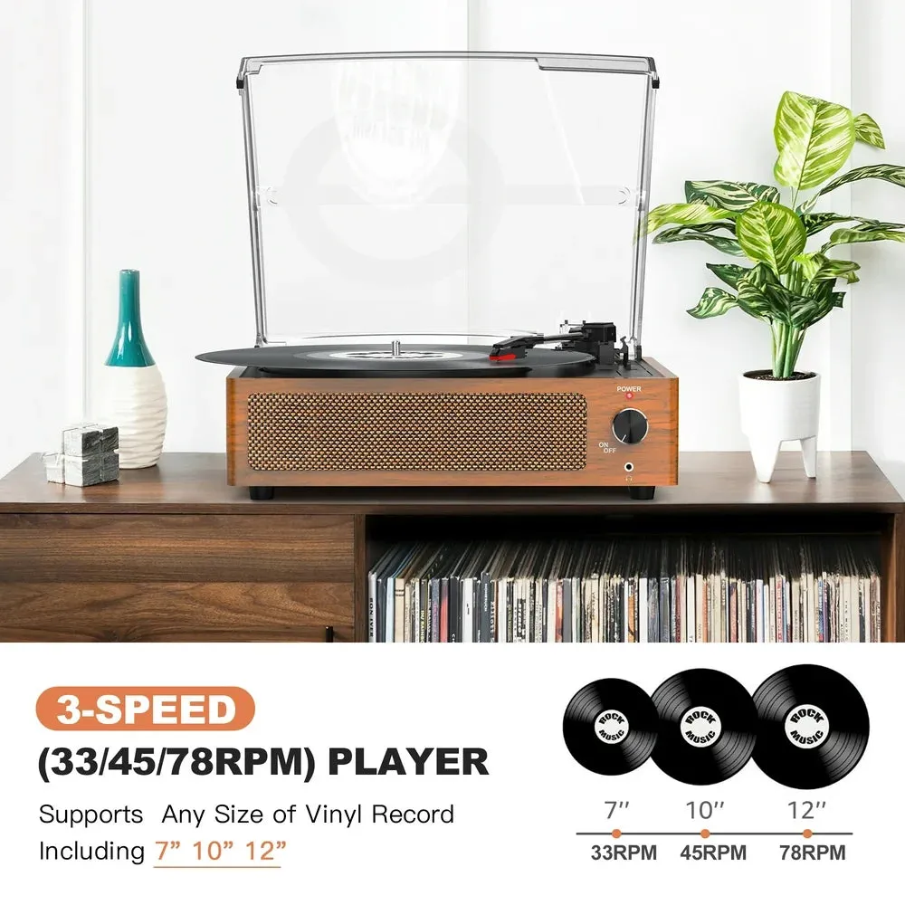 Record Player Turntable Bluetooth Vinyl Record Player Wireless Audio Turntable, Orange