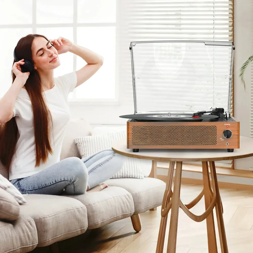 Record Player Turntable Bluetooth Vinyl Record Player Wireless Audio Turntable, Orange