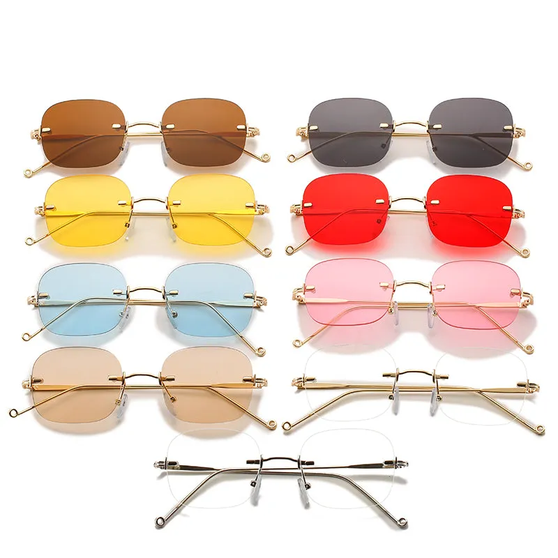 Retro Anti-Blu-ray Frameless Flat Mirror Net Red Sunglasses