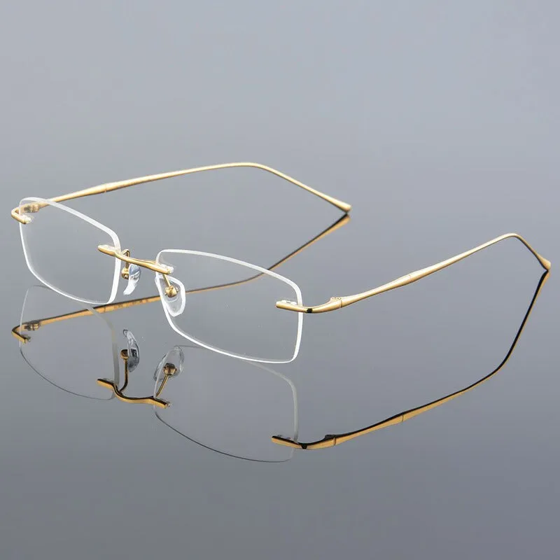 Reven Jate Men's Rimless Rectangle Titanium Eyeglasses 632