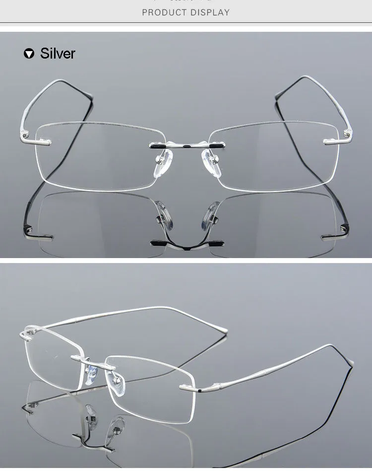 Reven Jate Men's Rimless Rectangle Titanium Eyeglasses 632