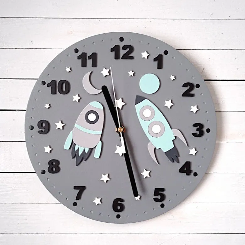 Rocket & Moon Wall Clock DIY Kits