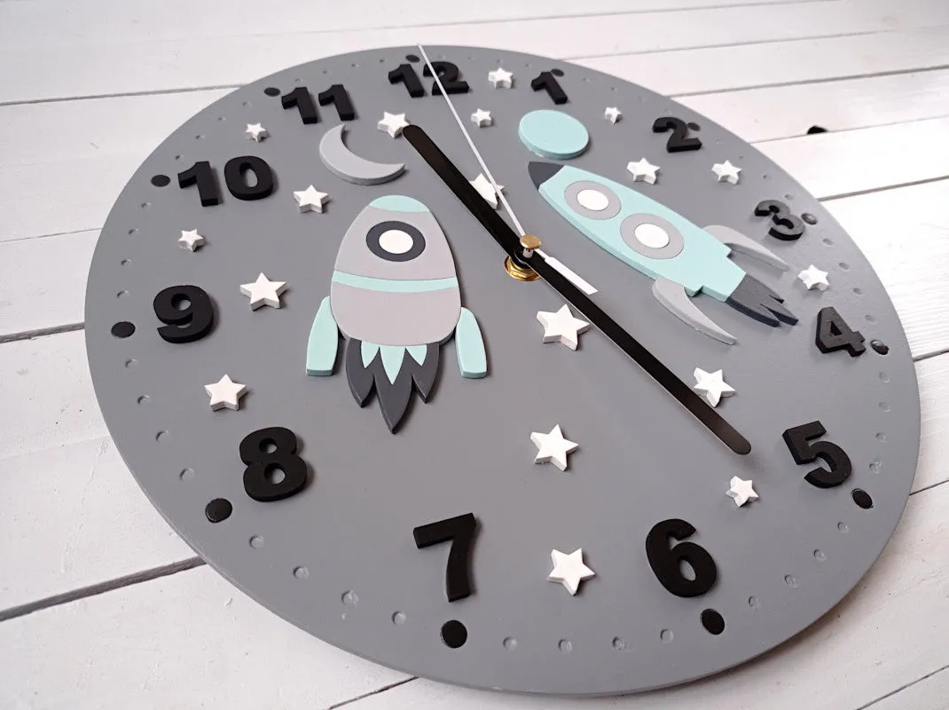 Rocket & Moon Wall Clock DIY Kits