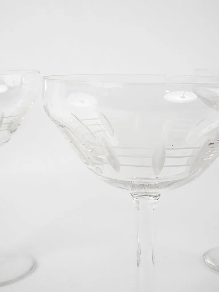 Set of 10 antique French Champagne coupes