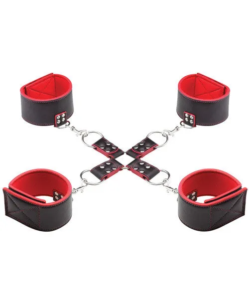 Shots Ouch Reversible Hogtie Cuffs - Red