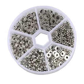 Silver metal spacer beads kit, 300pcs assorted tibetan styles, Nickel free