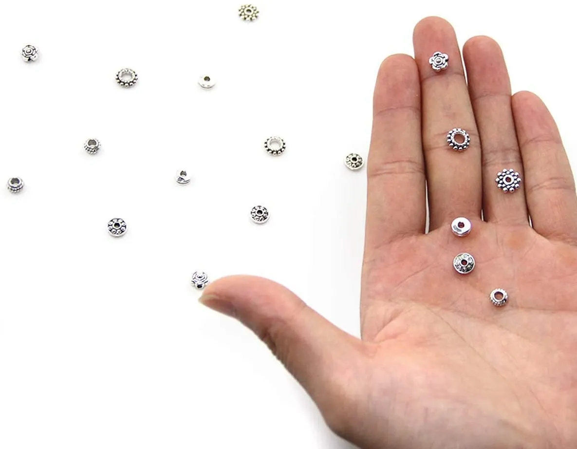 Silver metal spacer beads kit, 300pcs assorted tibetan styles, Nickel free