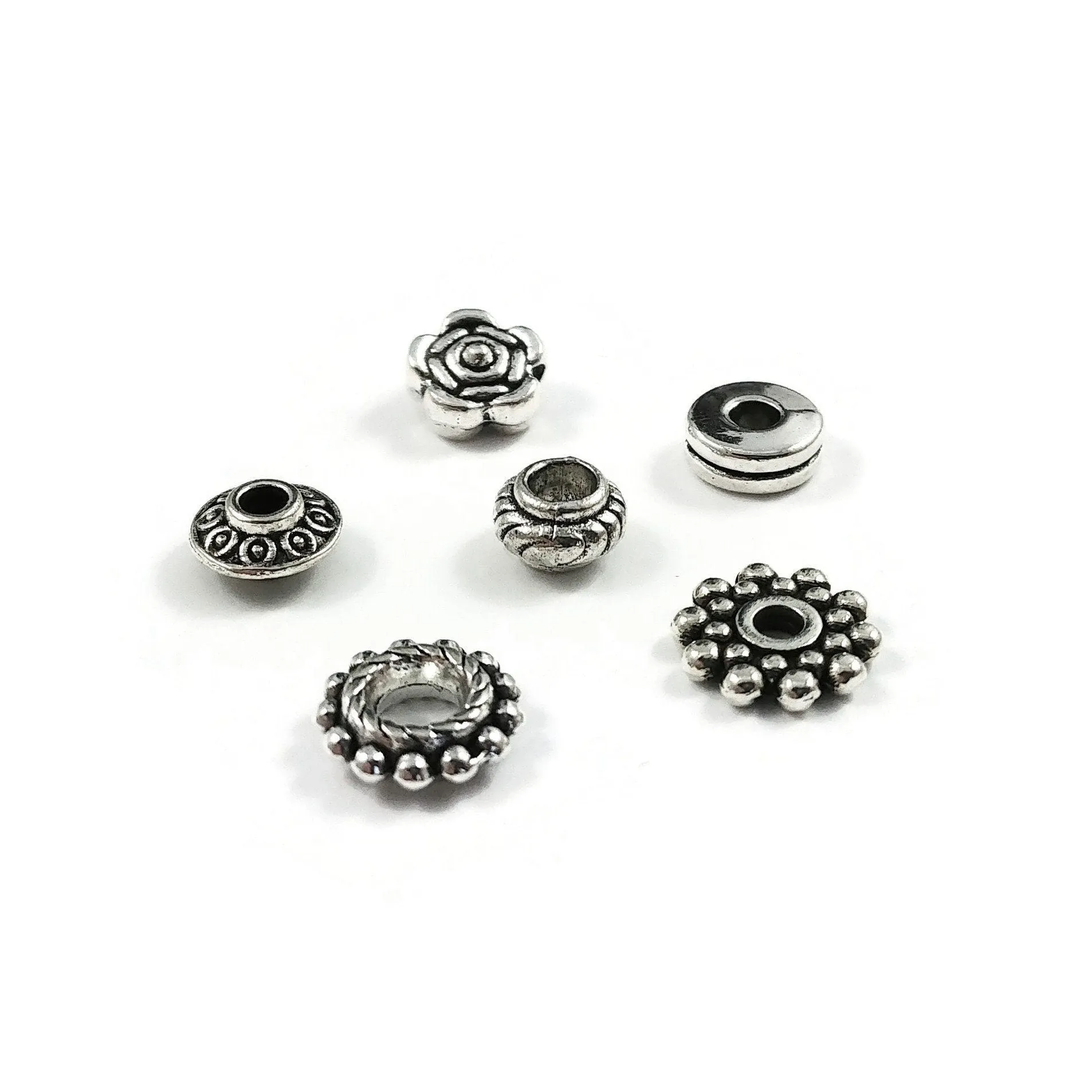 Silver metal spacer beads kit, 300pcs assorted tibetan styles, Nickel free