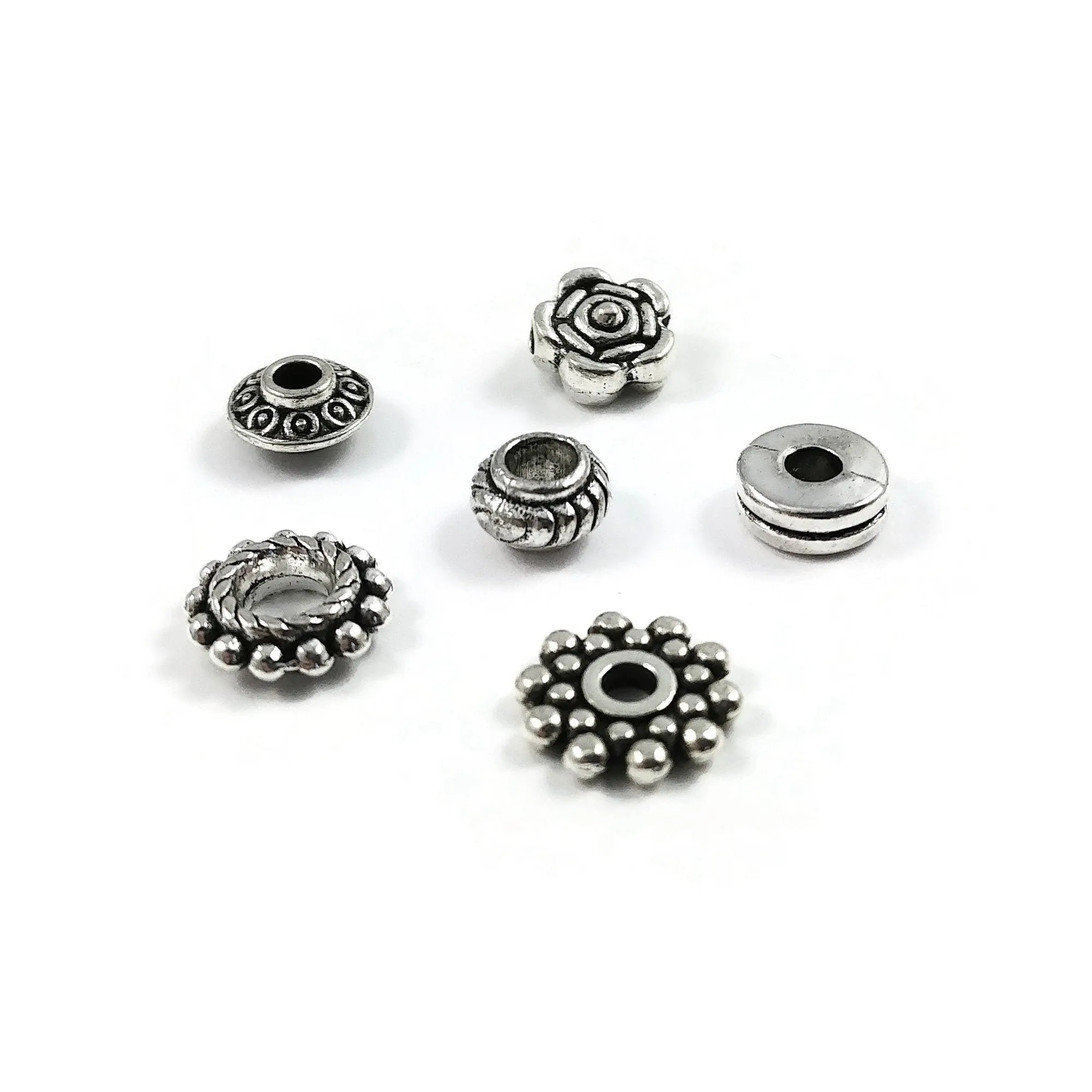 Silver metal spacer beads kit, 300pcs assorted tibetan styles, Nickel free