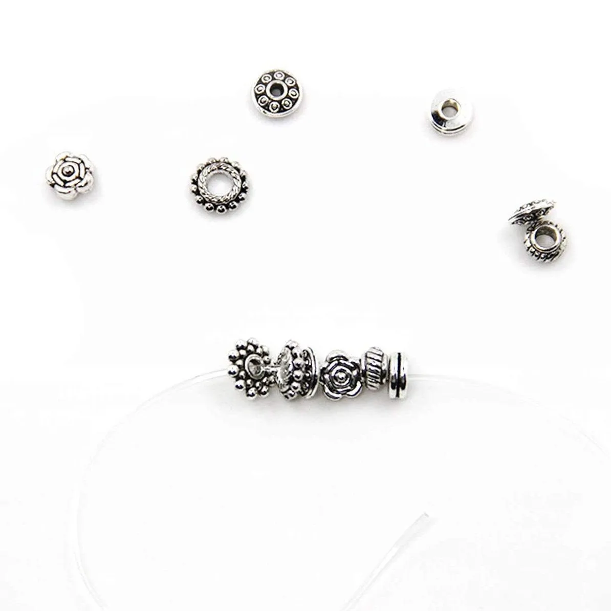 Silver metal spacer beads kit, 300pcs assorted tibetan styles, Nickel free