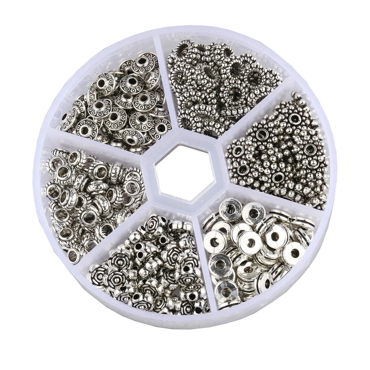 Silver metal spacer beads kit, 300pcs assorted tibetan styles, Nickel free