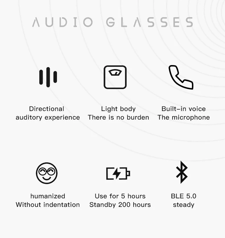 Smart Bone Conduction Bluetooth Music, Call Game Headset Sun Glasses