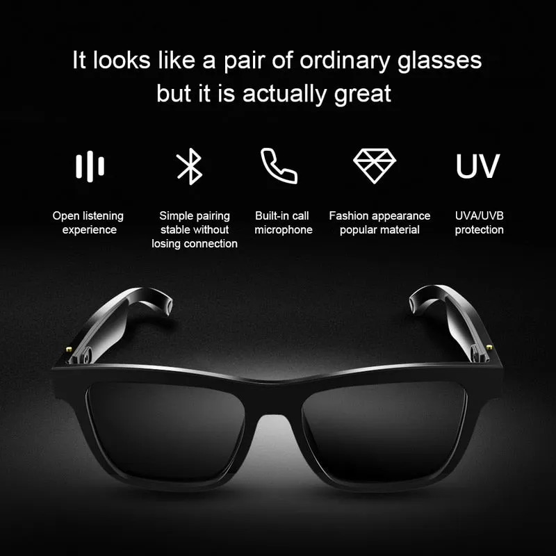 Smart Bone Conduction Bluetooth Music, Call Game Headset Sun Glasses