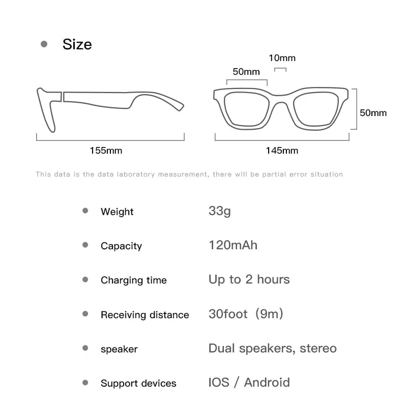 Smart Bone Conduction Bluetooth Music, Call Game Headset Sun Glasses