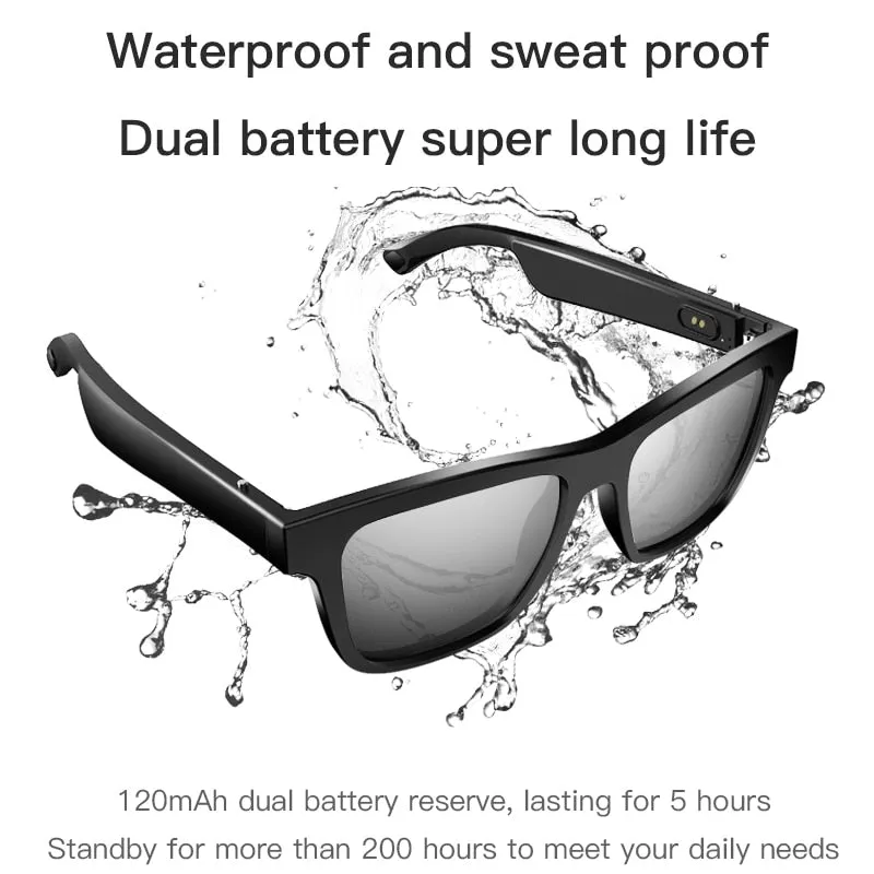 Smart Bone Conduction Bluetooth Music, Call Game Headset Sun Glasses