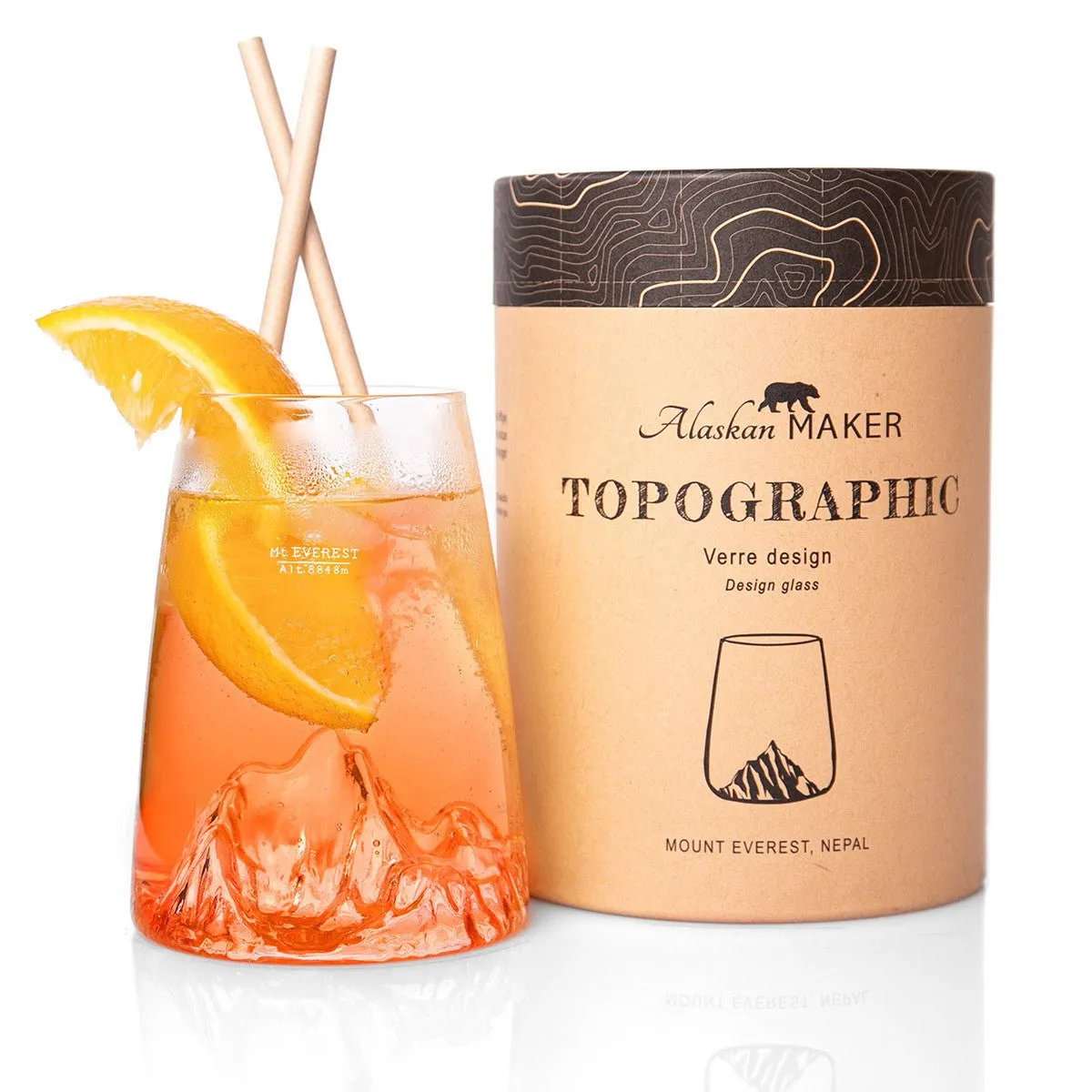 Topographic Glass - Three Mountains